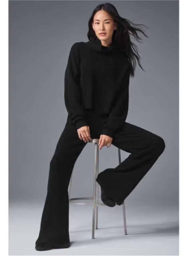 Alo Yoga Waffger Knitted Cashmere Wide-Leg Straight Floor-Length Sports Trousers - Image 2